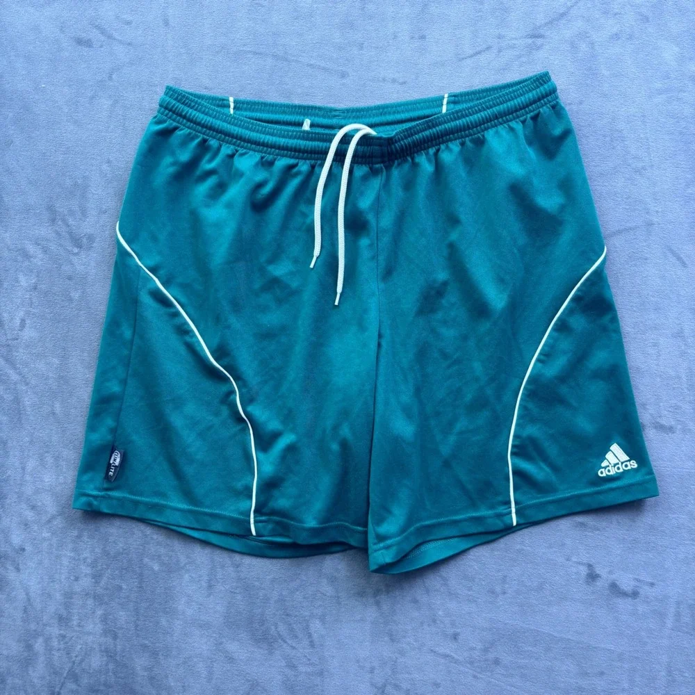 Vtg Adidas Climalite Soccer Shorts Mens L Teal Green Athletic Training Sporty